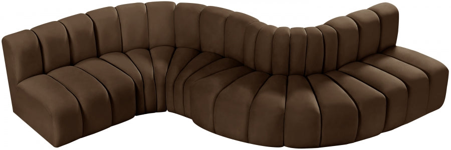 Arc 145" Velvet Upholstered 6pc. Modular Sectional