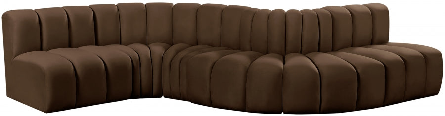 Arc 145" Velvet Upholstered 6pc. Modular Sectional