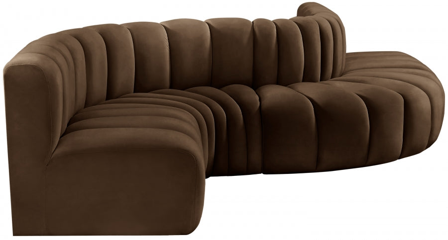 Arc 145" Velvet Upholstered 6pc. Modular Sectional