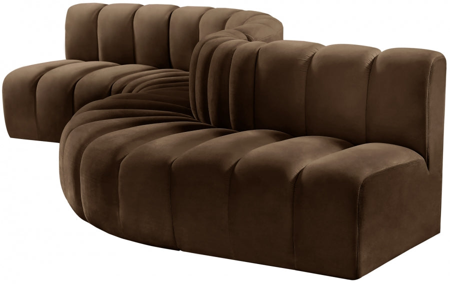 Arc 145" Velvet Upholstered 6pc. Modular Sectional