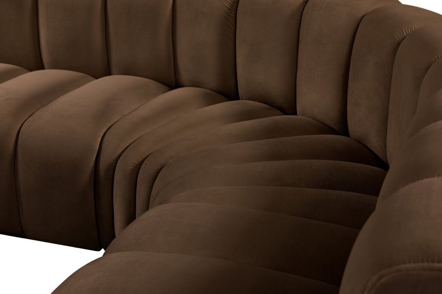 Arc 145" Velvet Upholstered 6pc. Modular Sectional