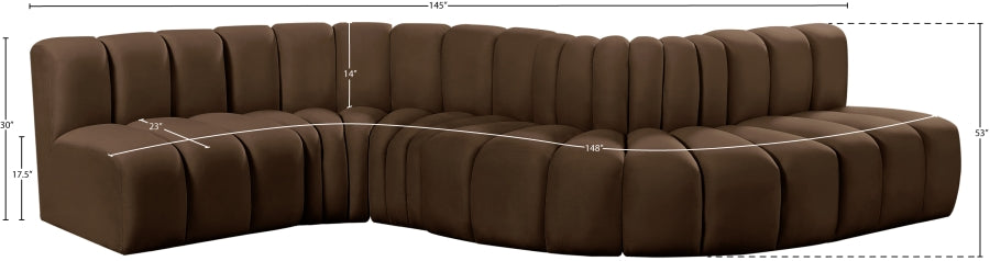 Arc 145" Velvet Upholstered 6pc. Modular Sectional