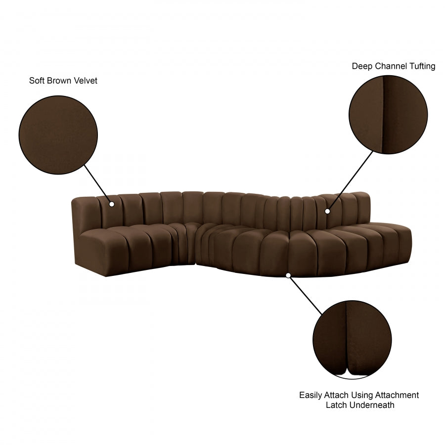 Arc 145" Velvet Upholstered 6pc. Modular Sectional