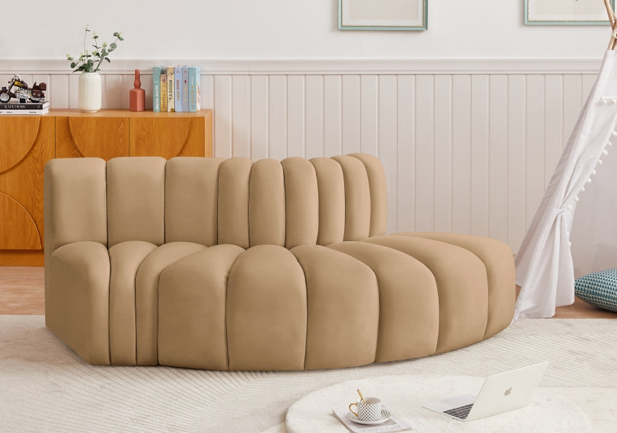 Arc 77" Velvet Upholstered 3pc. Modular Sectional