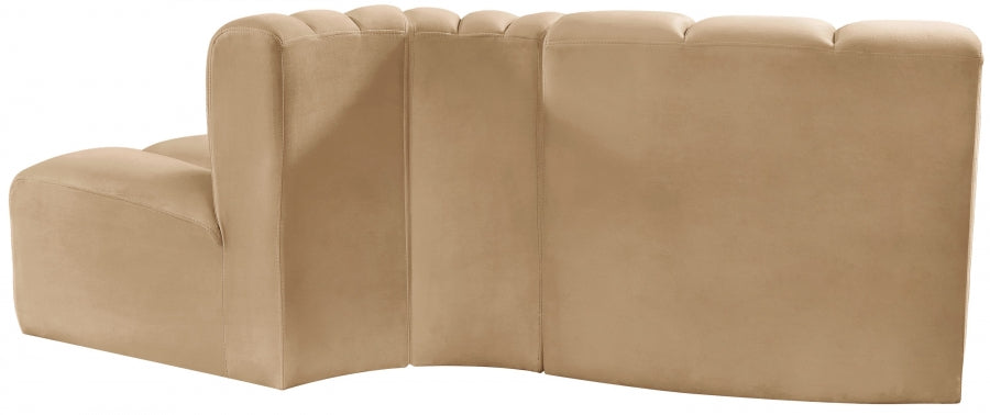 Arc 77" Velvet Upholstered 3pc. Modular Sectional