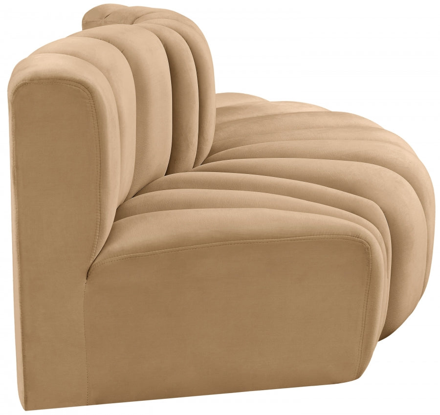 Arc 77" Velvet Upholstered 3pc. Modular Sectional