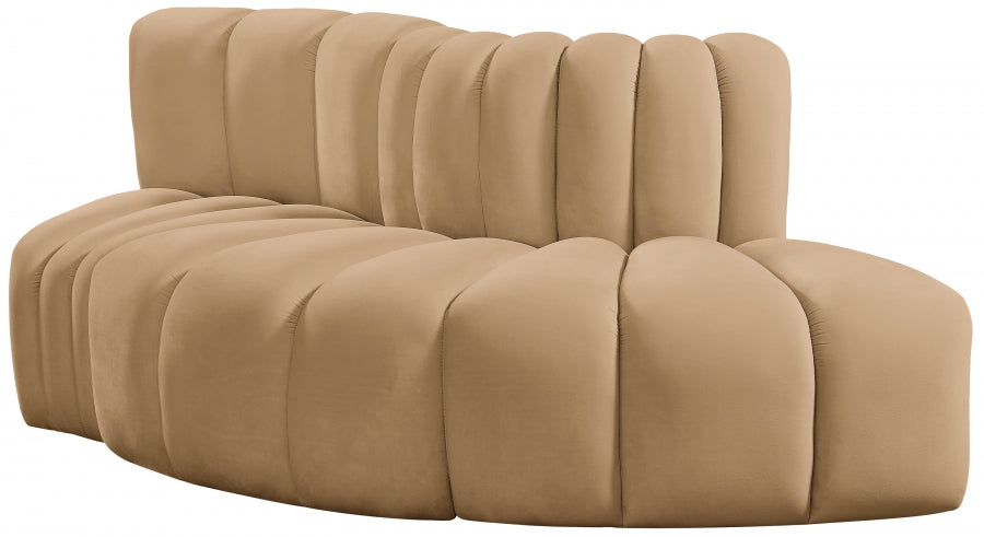 Arc 77" Velvet Upholstered 3pc. Modular Sectional