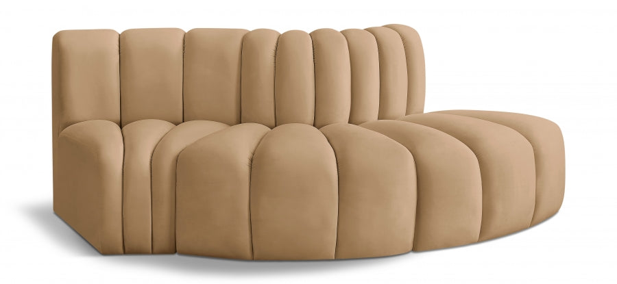 Arc 77" Velvet Upholstered 3pc. Modular Sectional