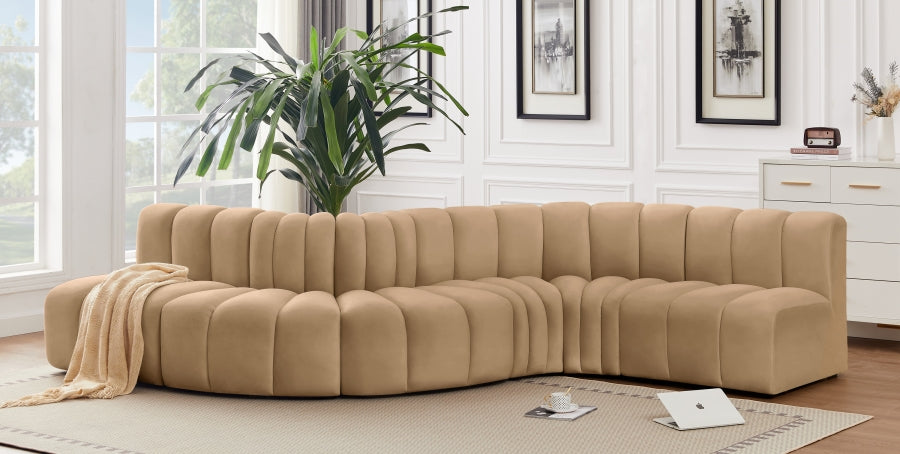 Arc 145" Velvet Upholstered 6pc. Modular Sectional