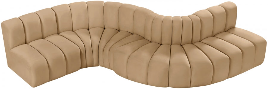 Arc 145" Velvet Upholstered 6pc. Modular Sectional