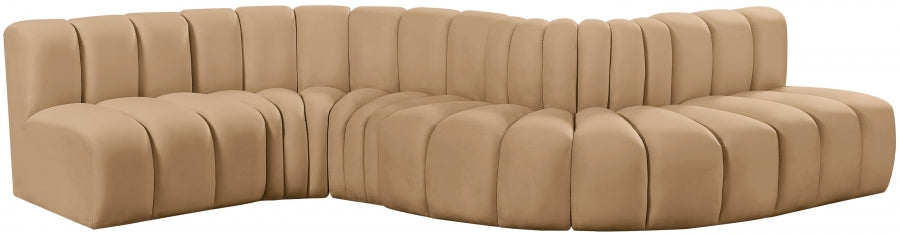 Arc 145" Velvet Upholstered 6pc. Modular Sectional