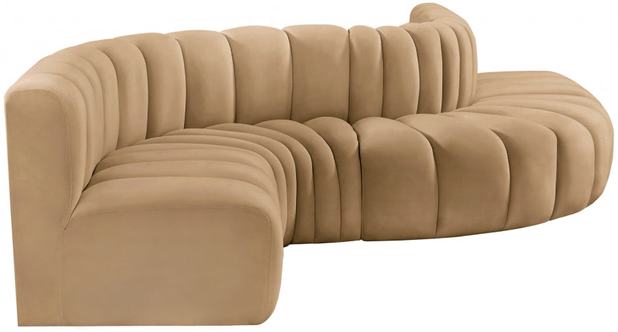 Arc 145" Velvet Upholstered 6pc. Modular Sectional