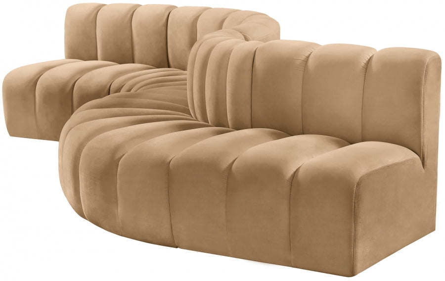 Arc 145" Velvet Upholstered 6pc. Modular Sectional