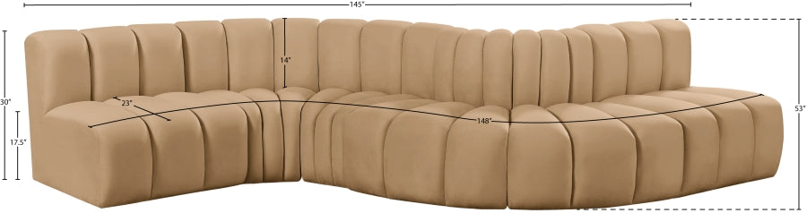 Arc 145" Velvet Upholstered 6pc. Modular Sectional