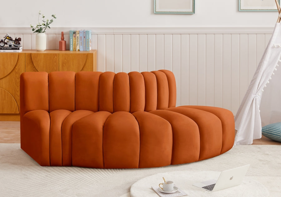 Arc 77" Velvet Upholstered 3pc. Modular Sectional
