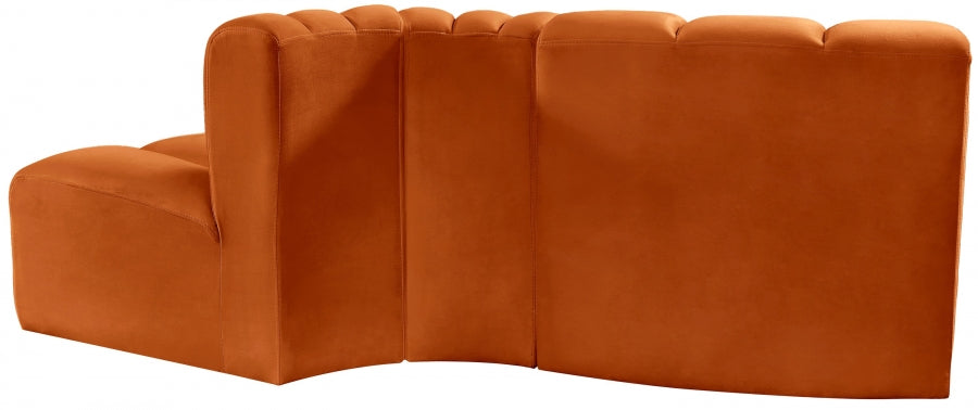 Arc 77" Velvet Upholstered 3pc. Modular Sectional