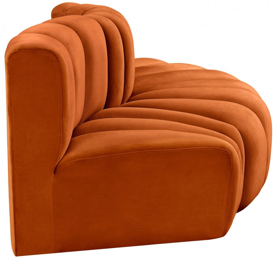 Arc 77" Velvet Upholstered 3pc. Modular Sectional