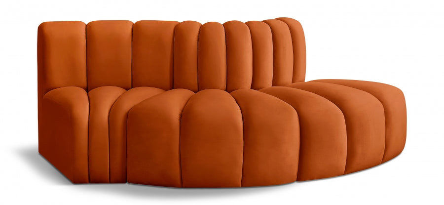 Arc 77" Velvet Upholstered 3pc. Modular Sectional