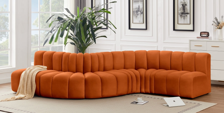 Arc 145" Velvet Upholstered 6pc. Modular Sectional
