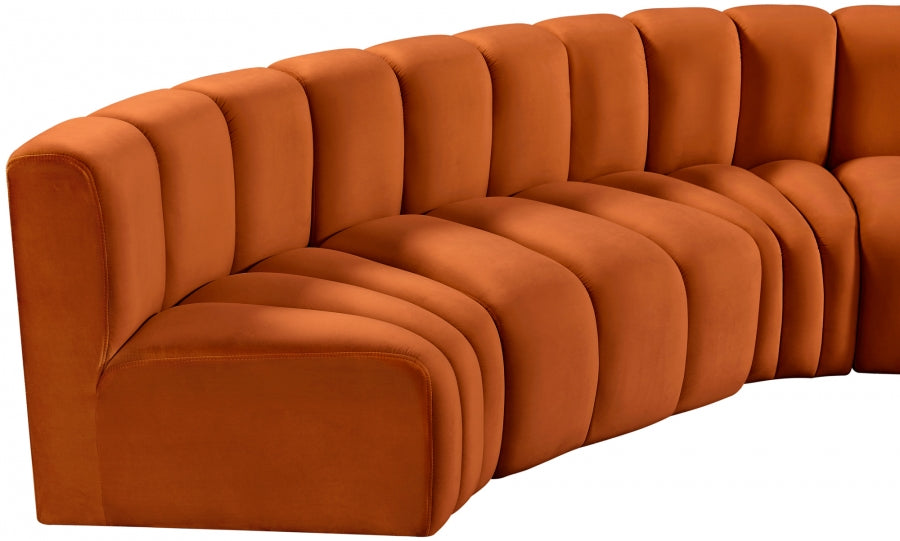 Arc 145" Velvet Upholstered 6pc. Modular Sectional