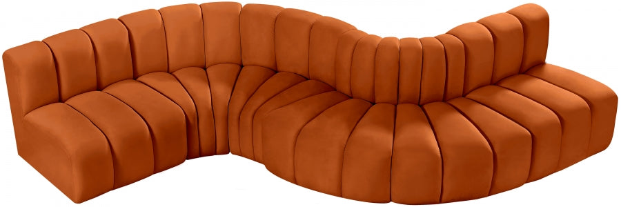 Arc 145" Velvet Upholstered 6pc. Modular Sectional