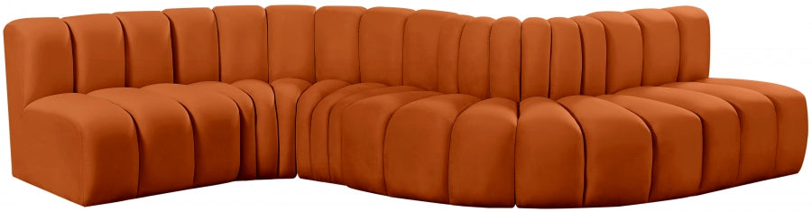 Arc 145" Velvet Upholstered 6pc. Modular Sectional