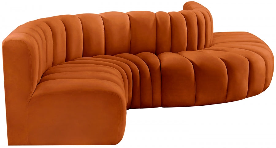 Arc 145" Velvet Upholstered 6pc. Modular Sectional