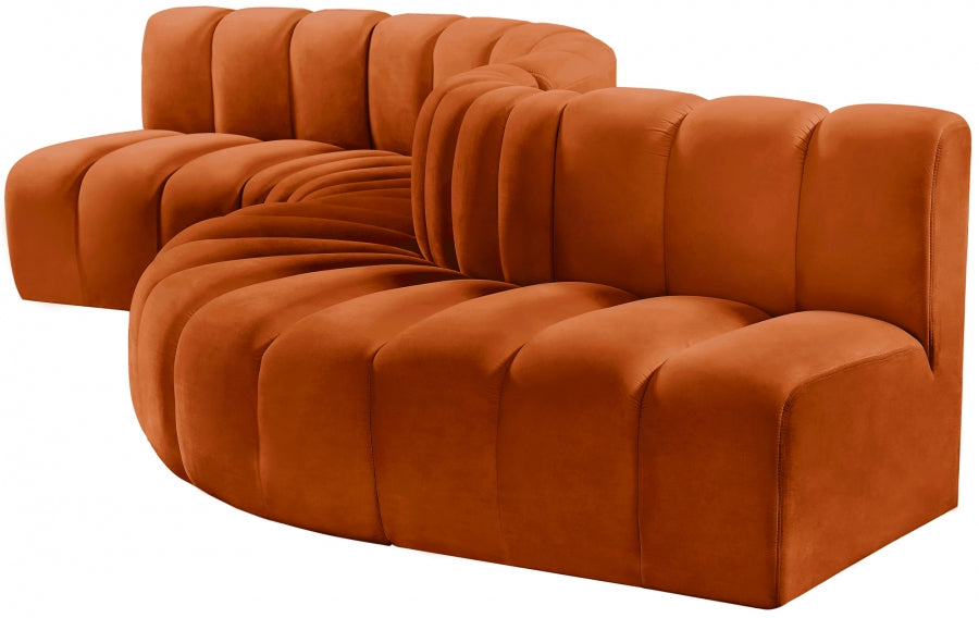 Arc 145" Velvet Upholstered 6pc. Modular Sectional
