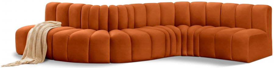 Arc 145" Velvet Upholstered 6pc. Modular Sectional