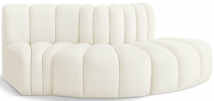 Arc 77" Velvet Upholstered 3pc. Modular Sectional