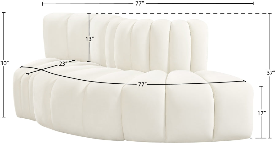 Arc 77" Velvet Upholstered 3pc. Modular Sectional