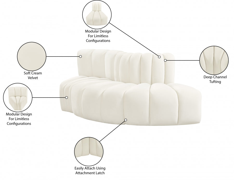 Arc 77" Velvet Upholstered 3pc. Modular Sectional
