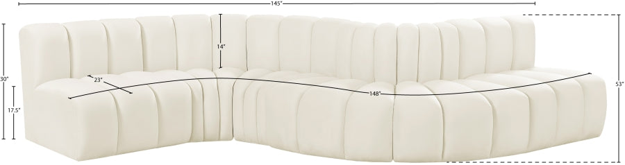 Arc 145" Velvet Upholstered 6pc. Modular Sectional