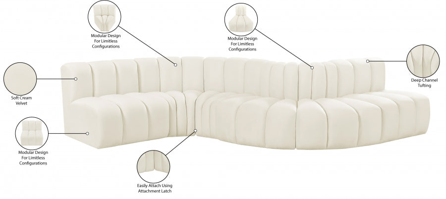 Arc 145" Velvet Upholstered 6pc. Modular Sectional