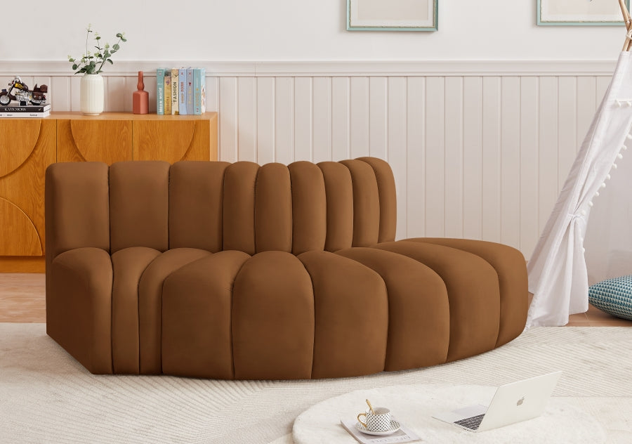 Arc 77" Velvet Upholstered 3pc. Modular Sectional