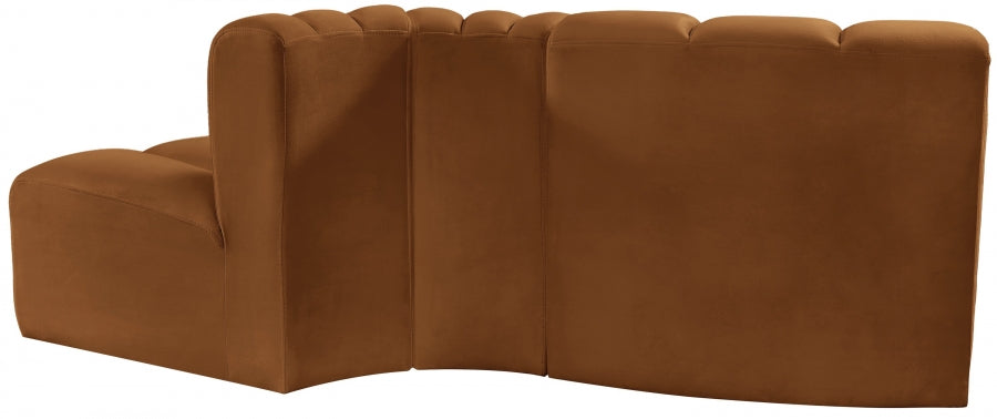 Arc 77" Velvet Upholstered 3pc. Modular Sectional