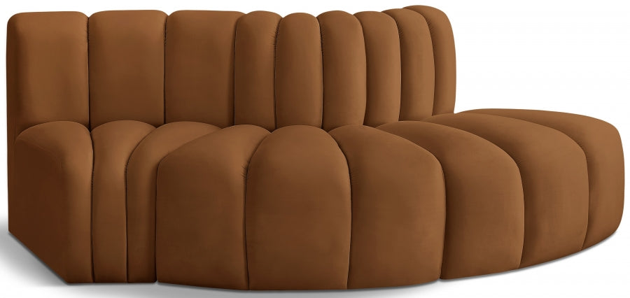 Arc 77" Velvet Upholstered 3pc. Modular Sectional