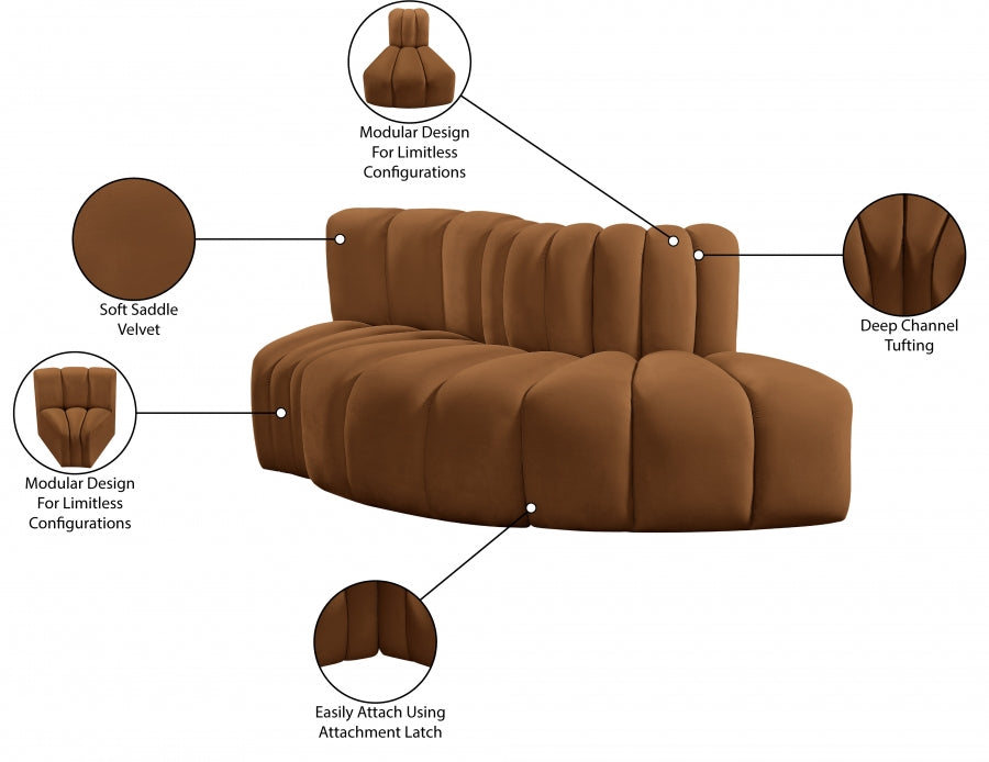 Arc 77" Velvet Upholstered 3pc. Modular Sectional