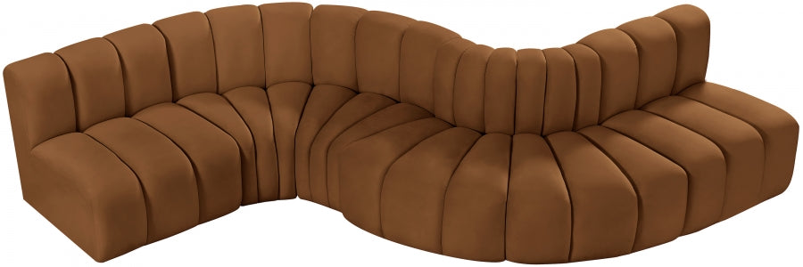 Arc 145" Velvet Upholstered 6pc. Modular Sectional