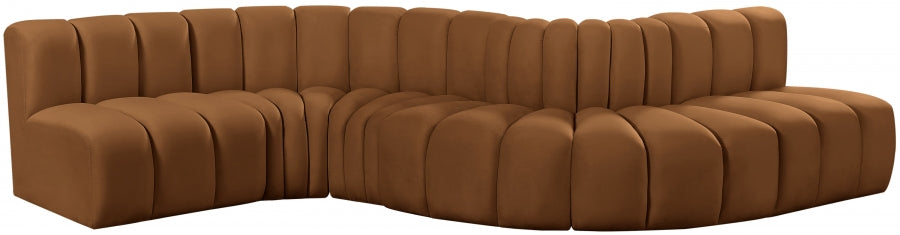 Arc 145" Velvet Upholstered 6pc. Modular Sectional