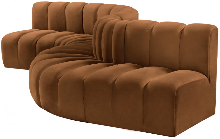 Arc 145" Velvet Upholstered 6pc. Modular Sectional