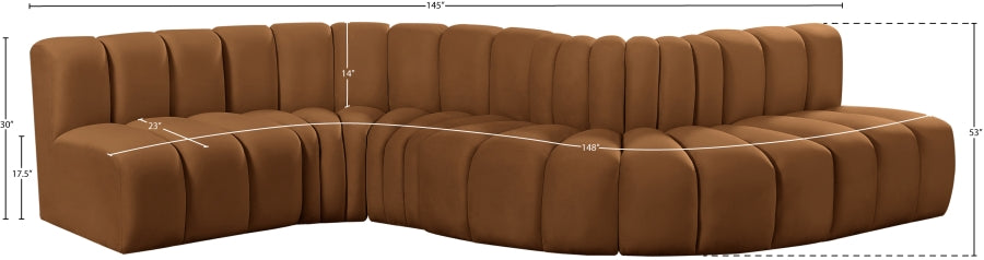 Arc 145" Velvet Upholstered 6pc. Modular Sectional