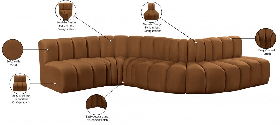Arc 145" Velvet Upholstered 6pc. Modular Sectional