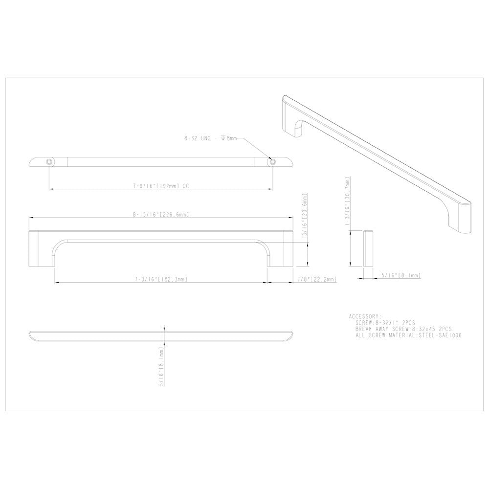 Hardware Resources 96 mm Center-to-Center Satin Nickel Asymmetrical Leyton Cabinet Pull