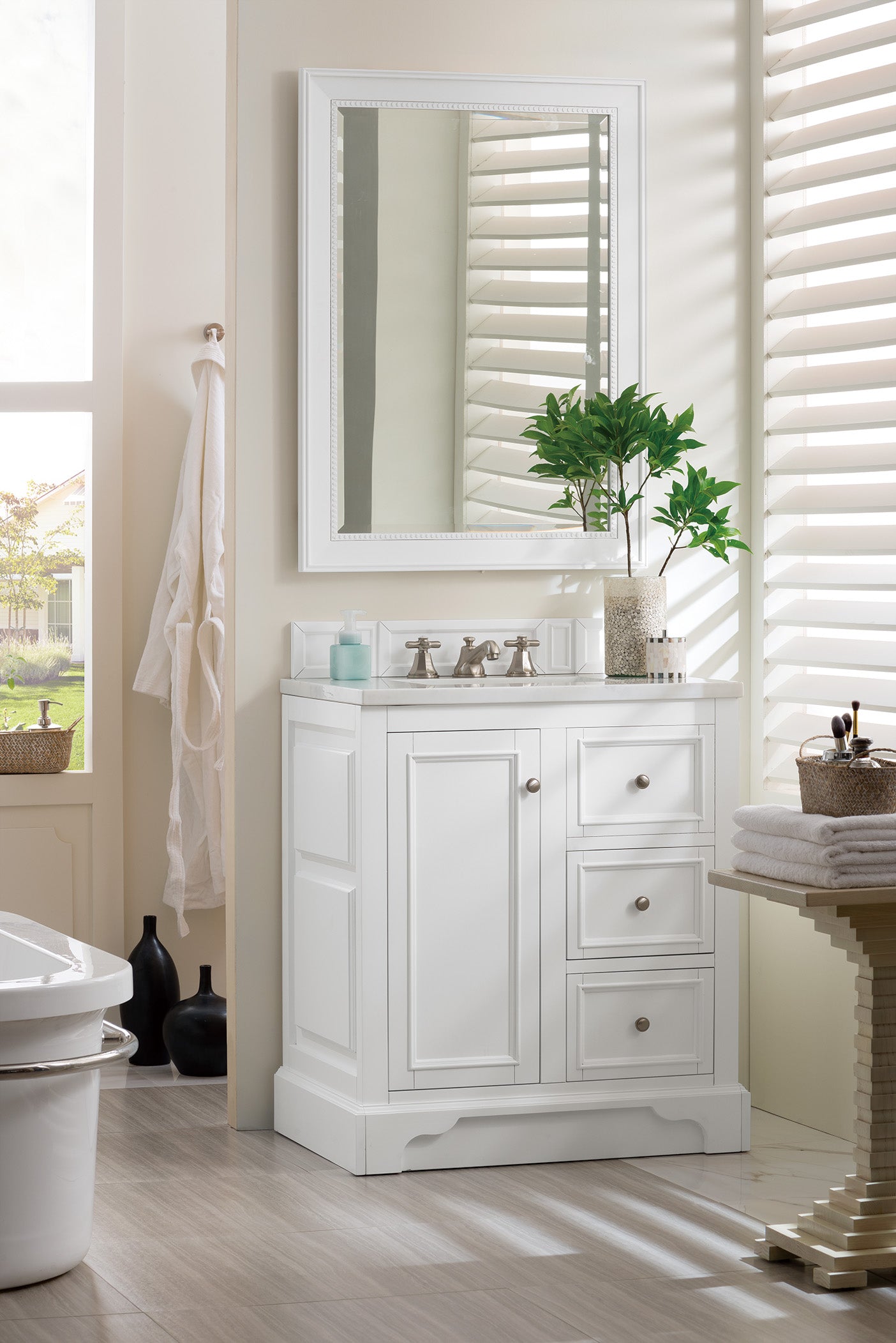 James Martin De Soto 30" Single Vanity in Bright White with 3cm Countertop