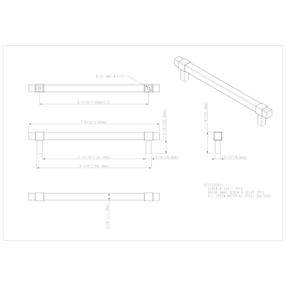 Hardware Resources 96 mm Center-to-Center Satin Nickel Square Zane Cabinet Pull