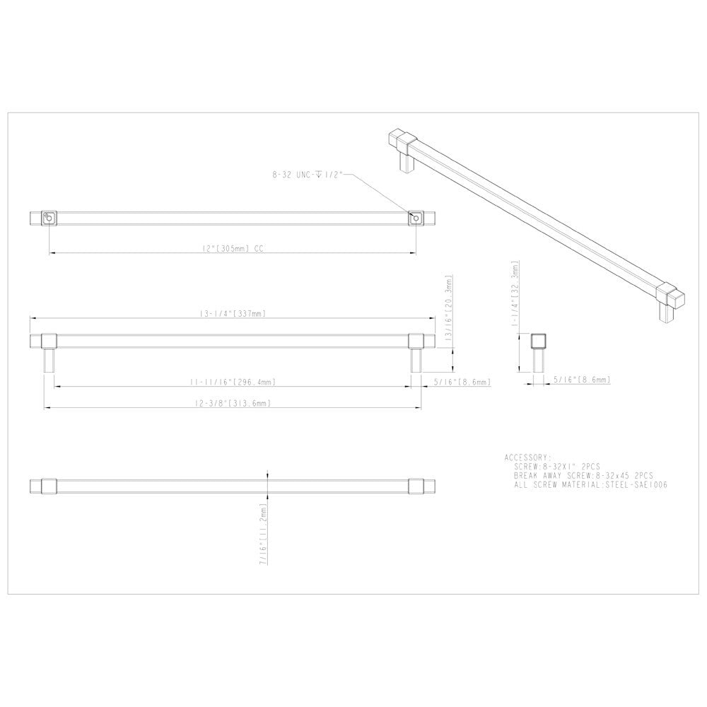 Hardware Resources 96 mm Center-to-Center Satin Nickel Square Zane Cabinet Pull