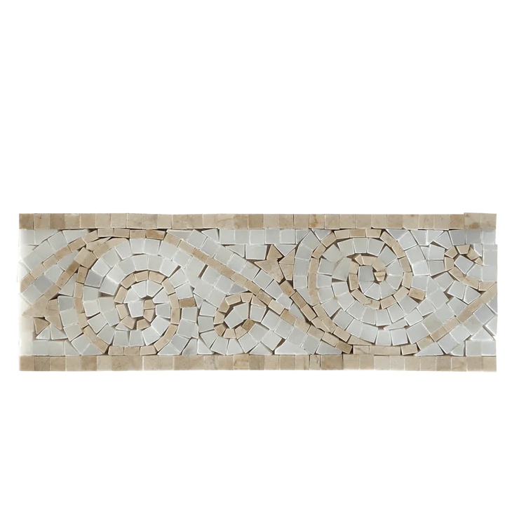 CREMA MARFIL & PURE WHITE MARBLE ART BORDER POLISHED