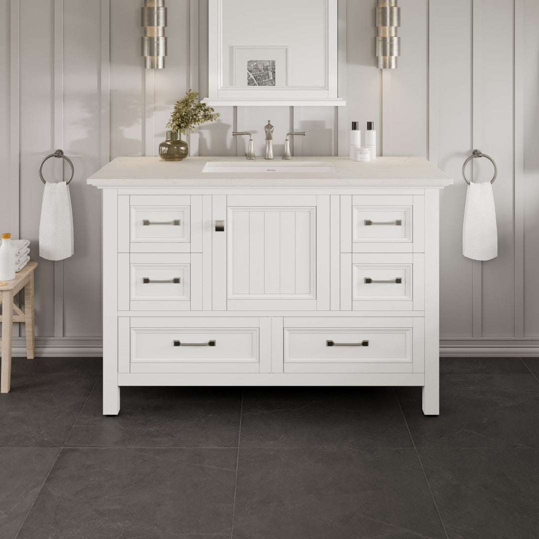 Eviva Britney Bath Vanity with Carrara Quartz Top and Undermount Porcelain Sink (24"-72")