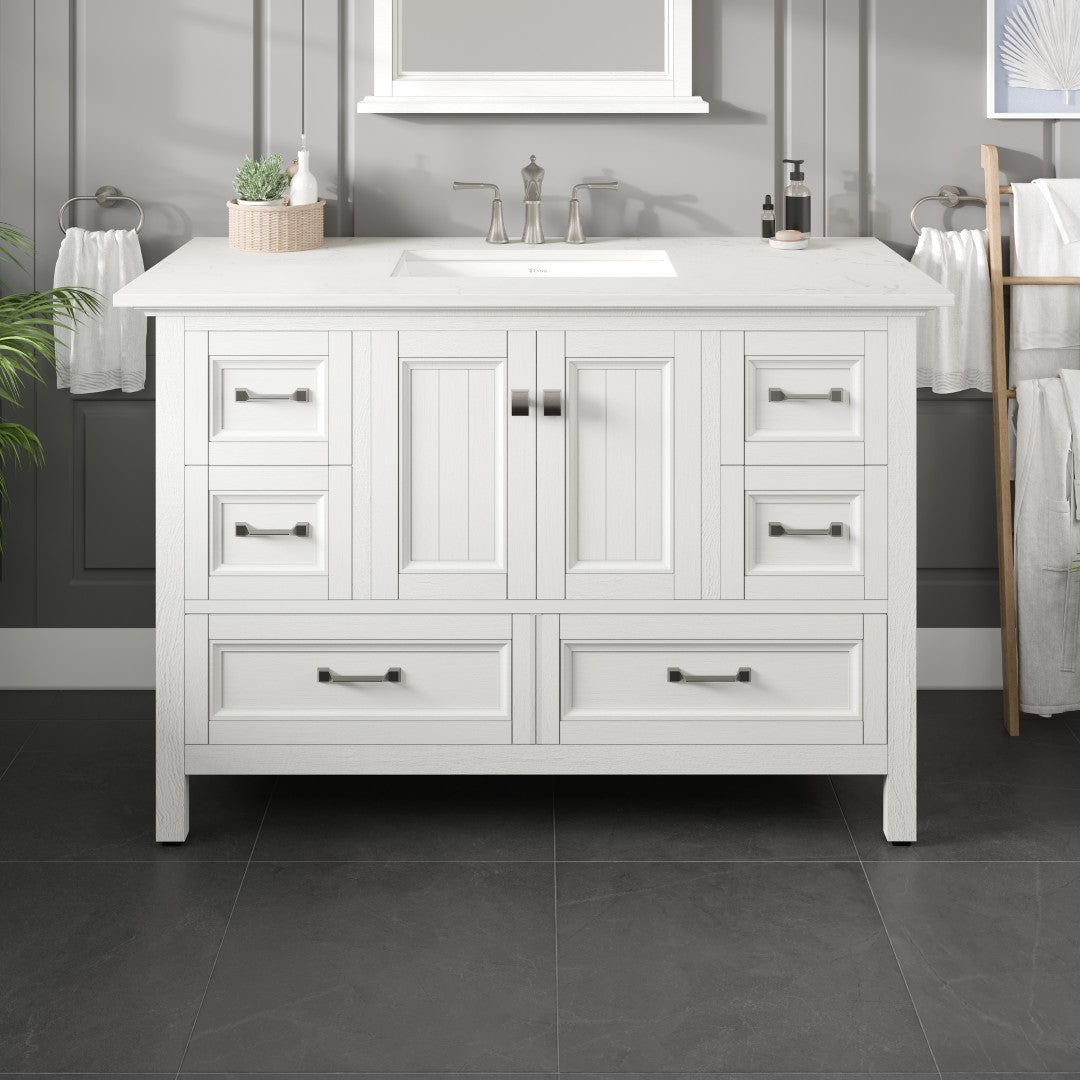 Eviva Britney Bath Vanity with Carrara Quartz Top and Undermount Porcelain Sink (24"-72")